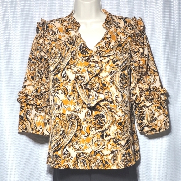 SARU Silky Ruffled Blouse (L) - Picture 2 of 8